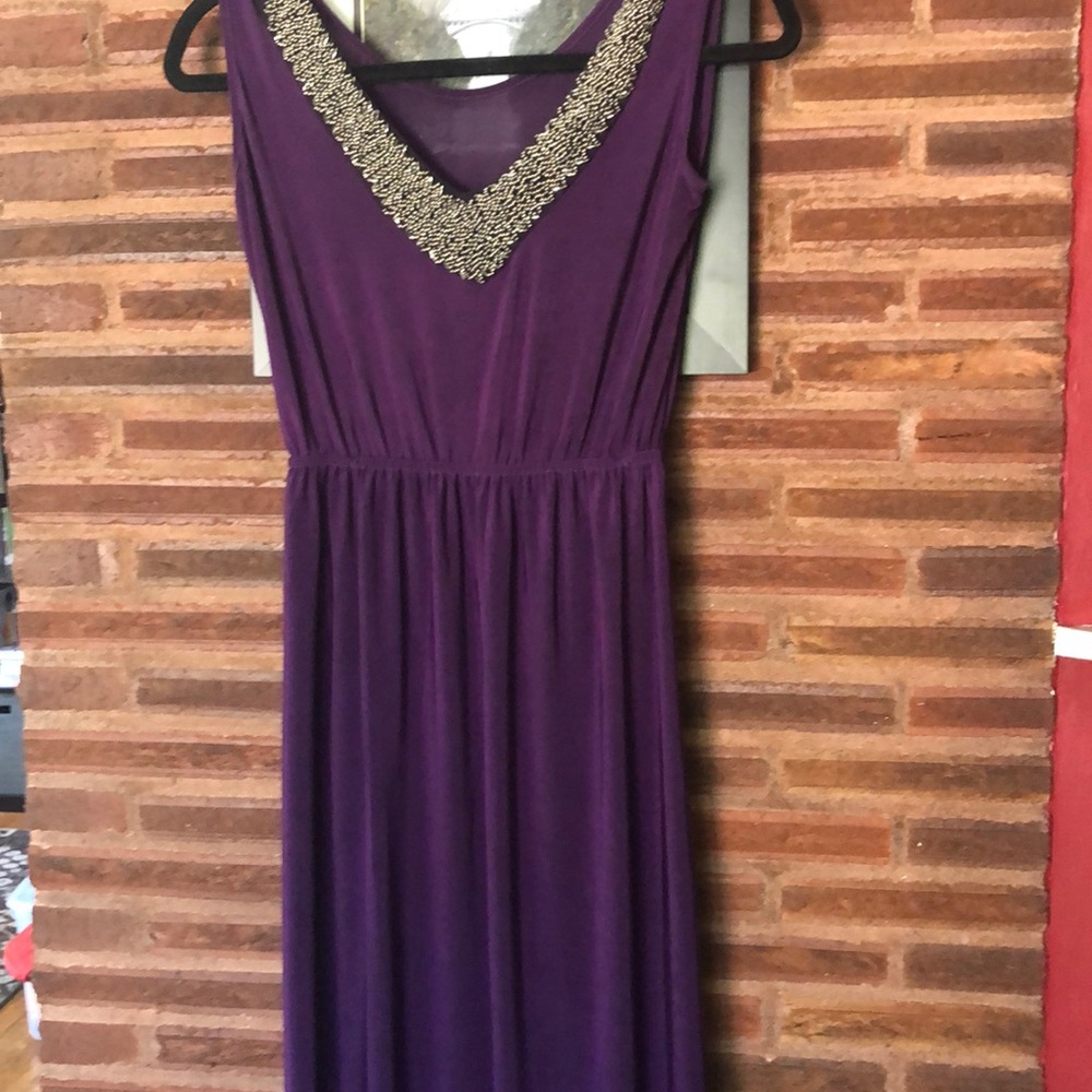 Never worn slinky maxi dress with hematite beading